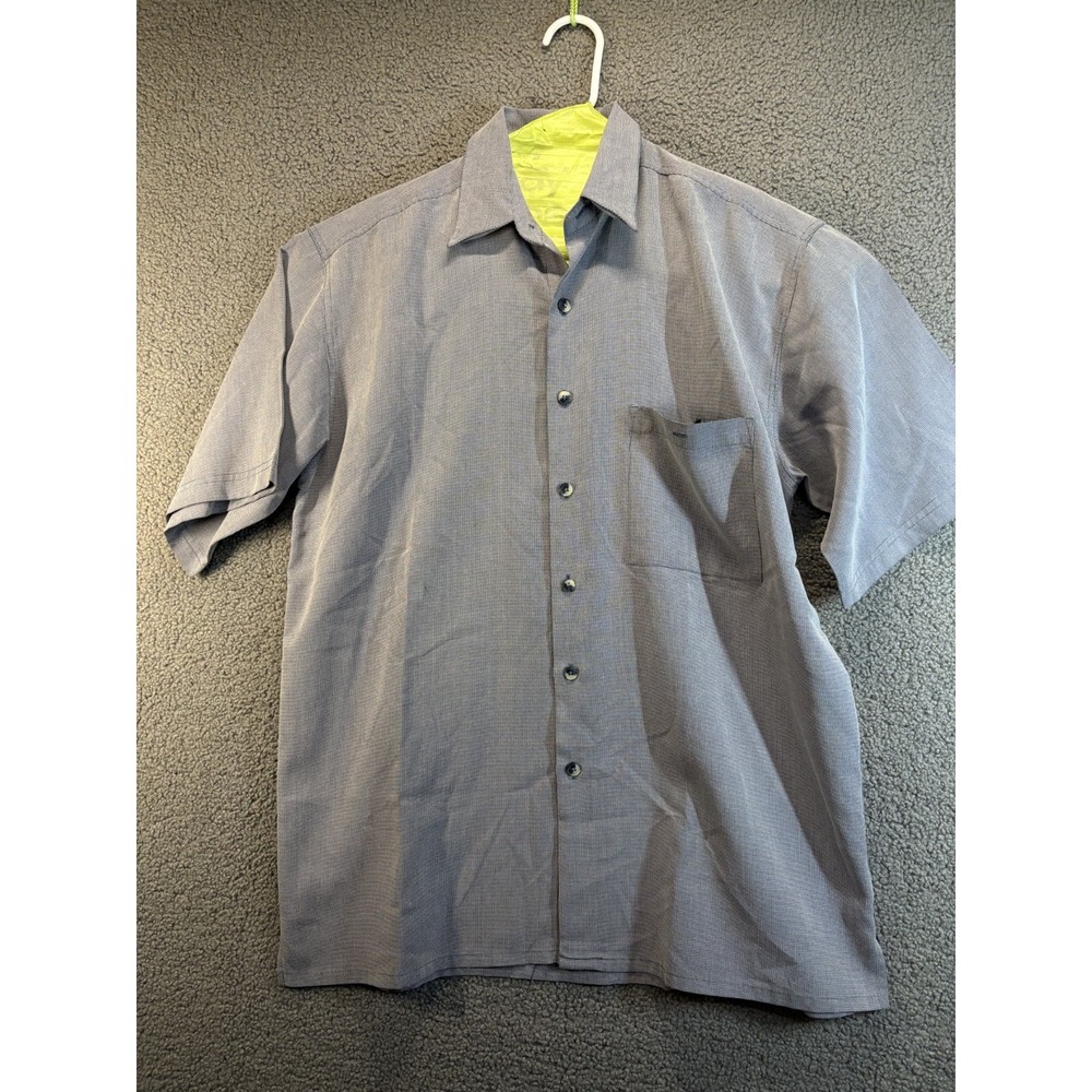 Bruno Shirt Mens Large Blue Short Sleeve Sueded Microfiber Soft Casual Button Up